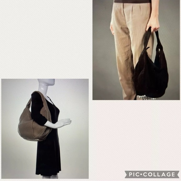 Alexander Wang Morgan Espresso Croc Embossed Suede Hobo Bag New - Picture 3 of 12